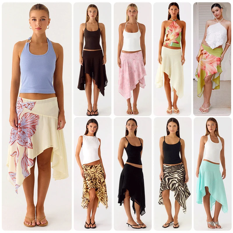 Damen Halbrock mit hoher Taille und asymmetrischem Schnitt
