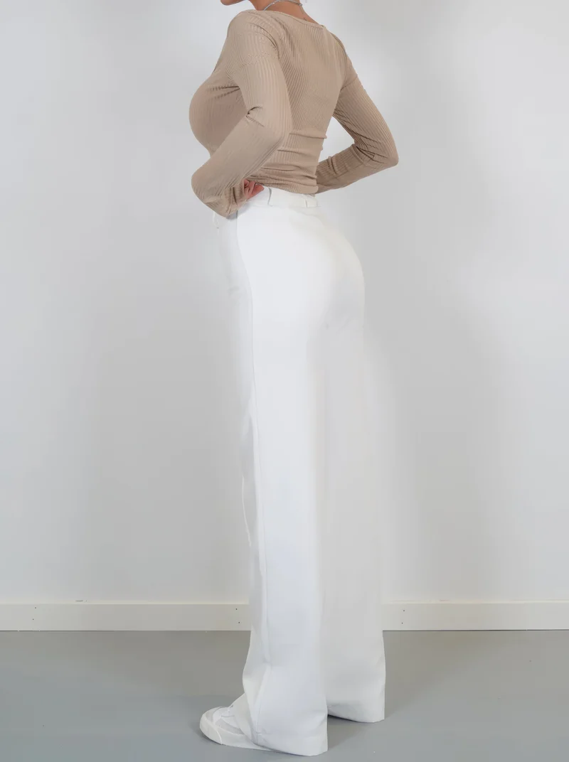 Damen High Waist Hose mit geradem Bein