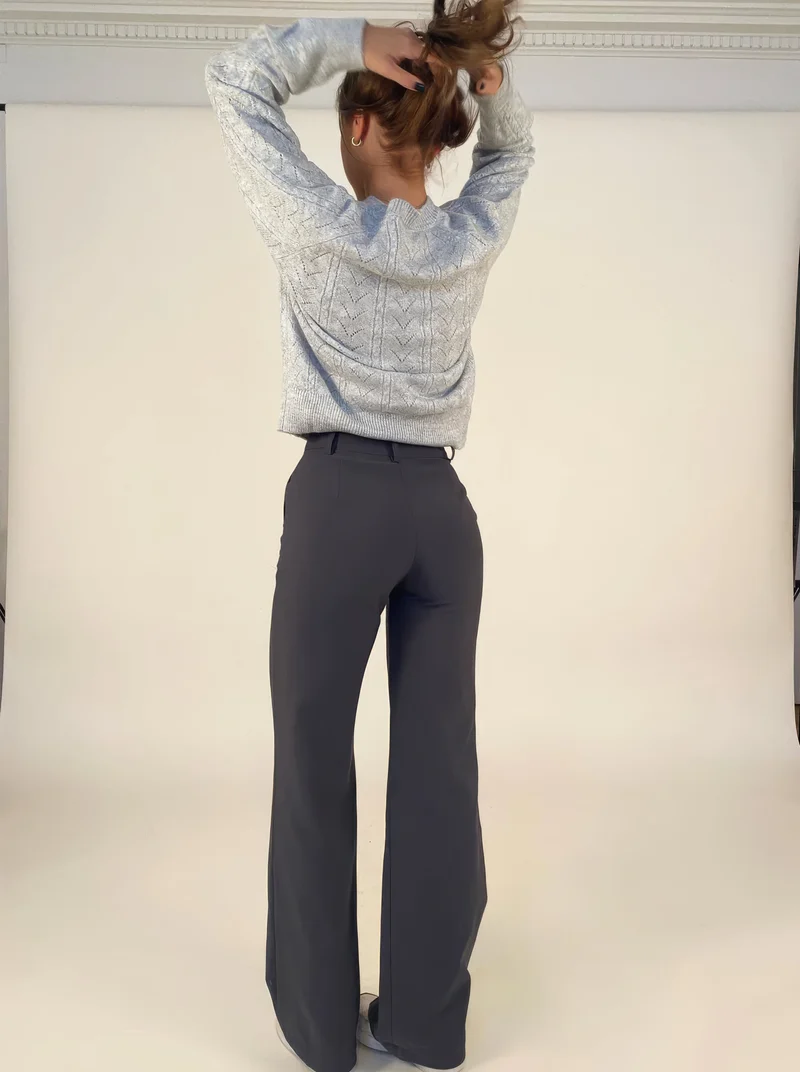 Damen High Waist Hose mit geradem Bein