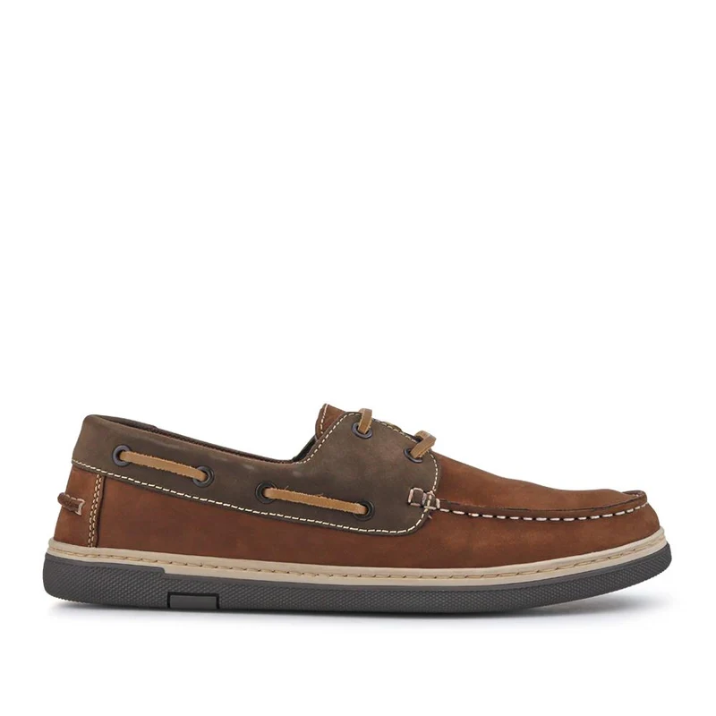 Rubber Soled Leather Boat Shoes - SHAFI41002 / 327 097 - Brown