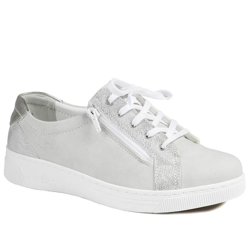 Leather Trainers with Functional Zip - CAL43001 / 329 364