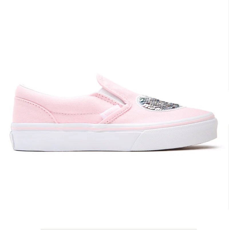 VANS Klassischer Sneaker zum Hineinschlüpfen mit Herz-Pailletten für Kinder – Rosa