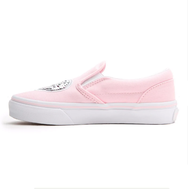 VANS Klassischer Sneaker zum Hineinschlüpfen mit Herz-Pailletten für Kinder – Rosa