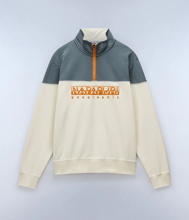 Napapijri Saturnia Herren-Sweatshirt mit halbem Reißverschluss – Weiß (Whisper)