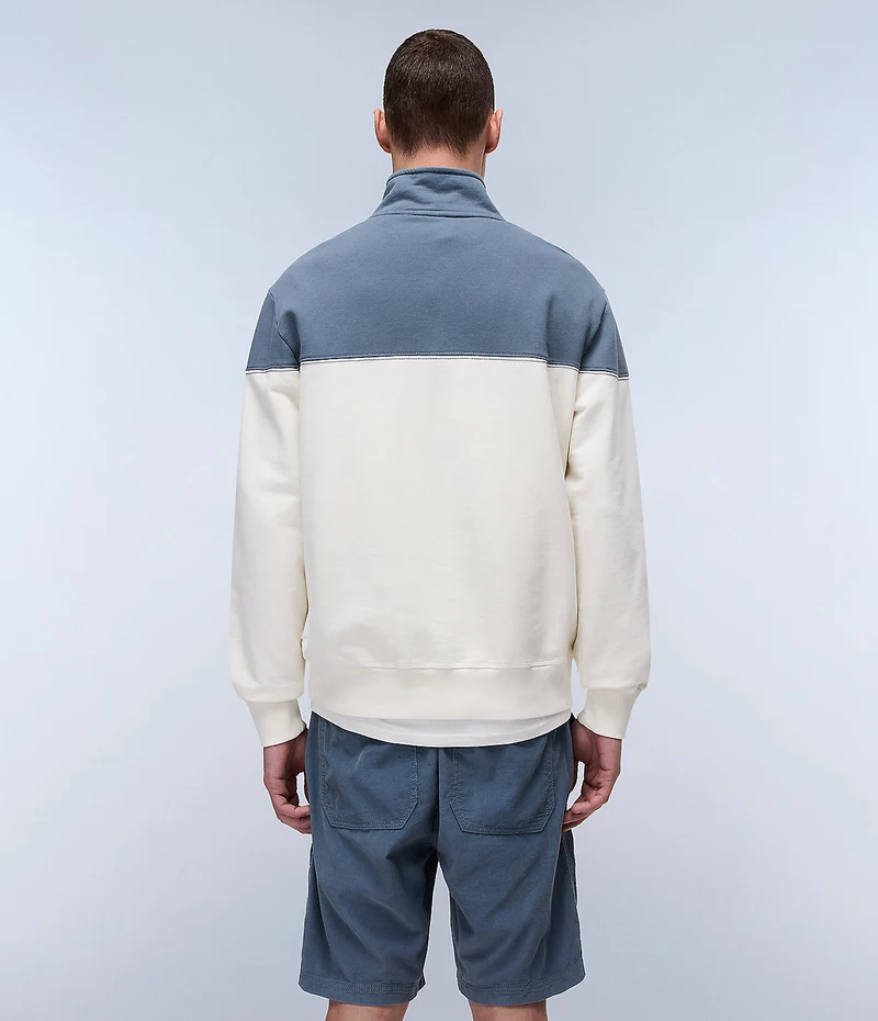 Napapijri Saturnia Herren-Sweatshirt mit halbem Reißverschluss – Weiß (Whisper)