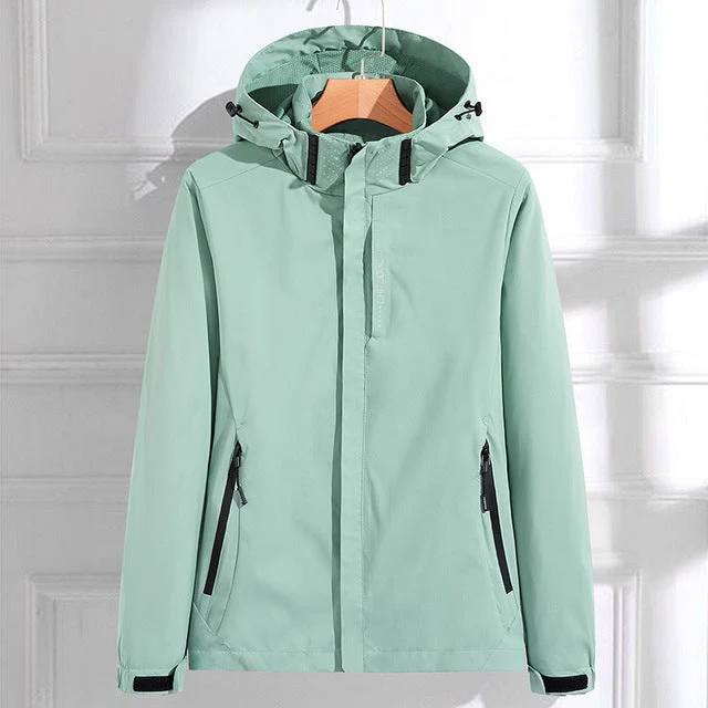 Damen Regenjacke Wasserdicht Atmungsaktiv Elegant mit Kapuze