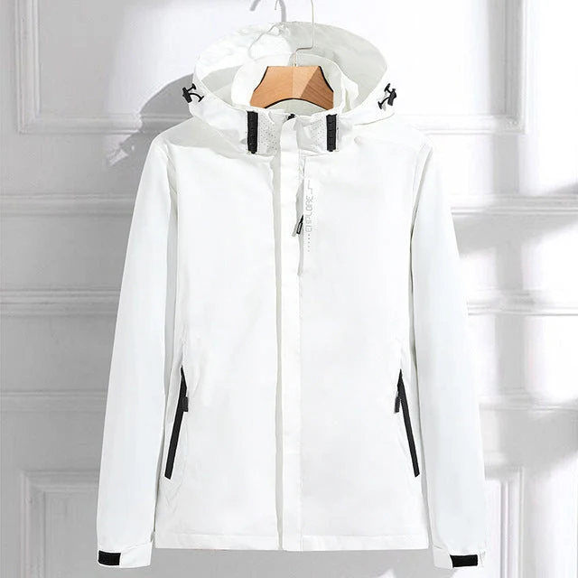 Damen Regenjacke Wasserdicht Atmungsaktiv Elegant mit Kapuze