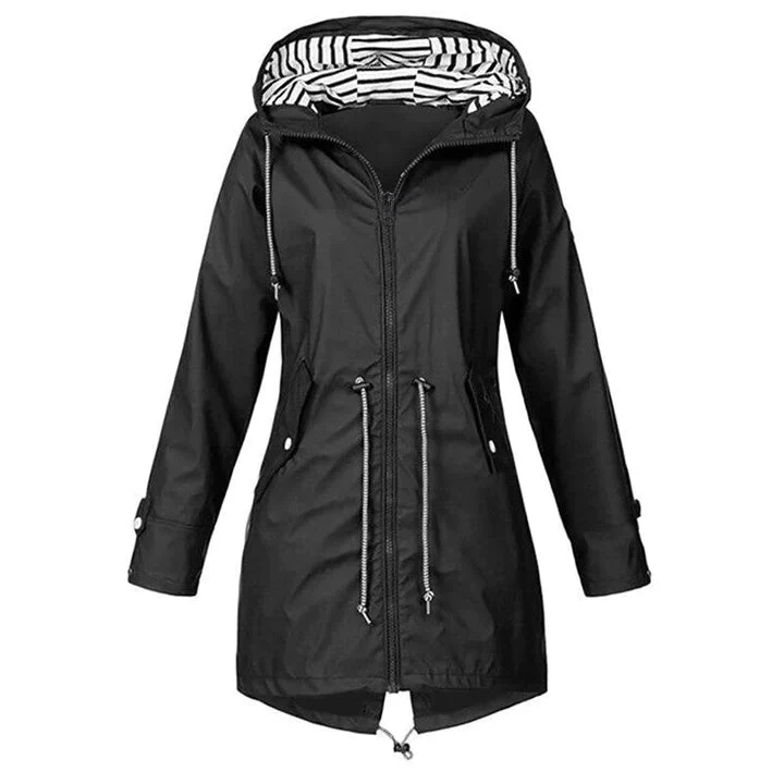 Damenjacke Regenjacke Winddicht mit Kapuze Sportlich Tailliert