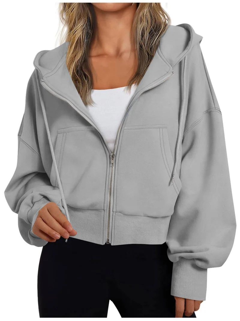 Damen kurzer Hoodie mit Reißverschluss