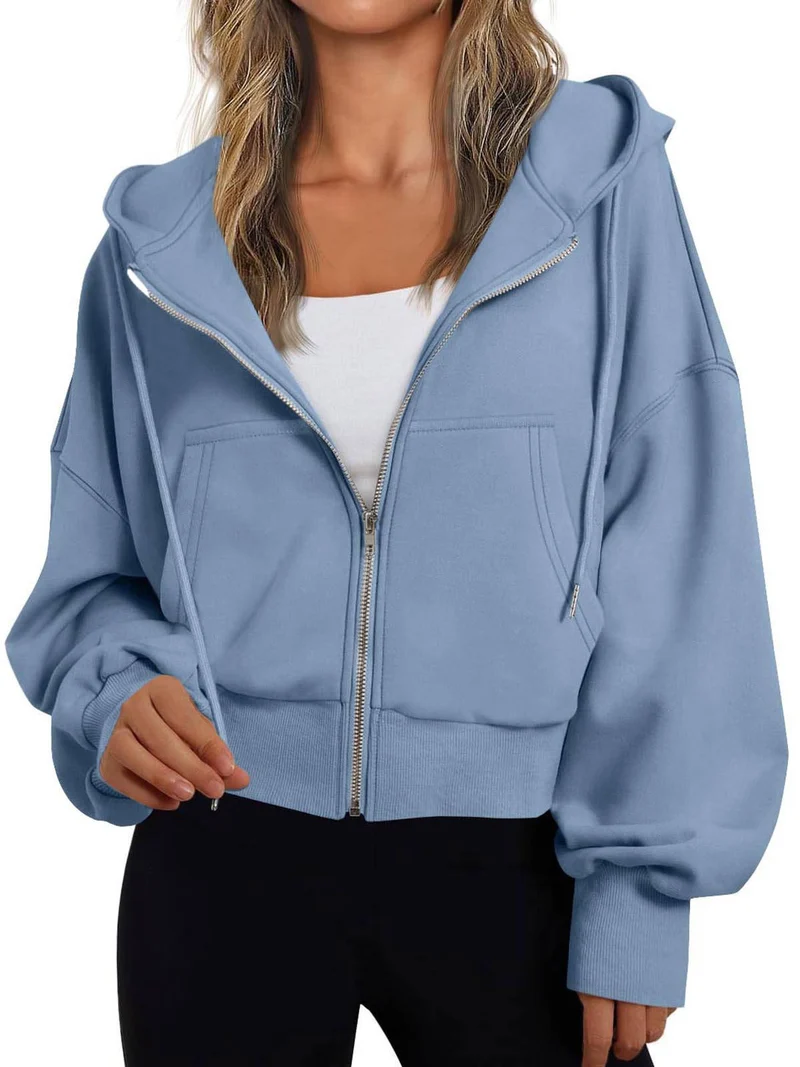 Damen kurzer Hoodie mit Reißverschluss