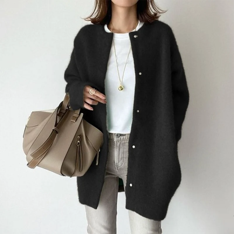 Strickjacke Damen Oversize mit Knopfleiste