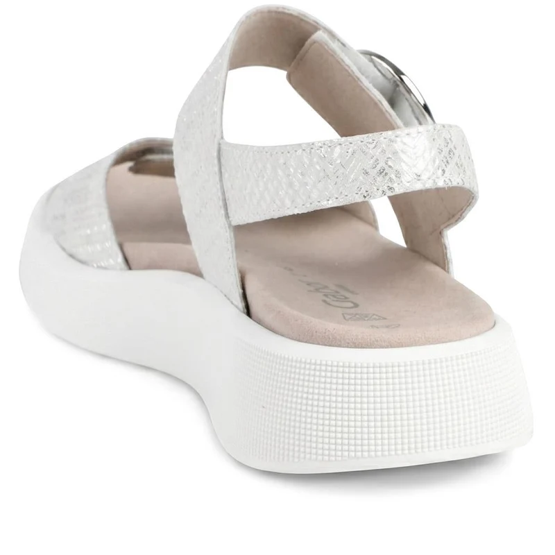 Gabor Wide Fit Leather Platform Sandals - GABC44514 / 330 254 - Silver