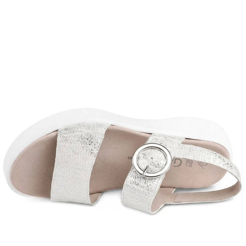 Gabor Wide Fit Leather Platform Sandals - GABC44514 / 330 254 - Silver