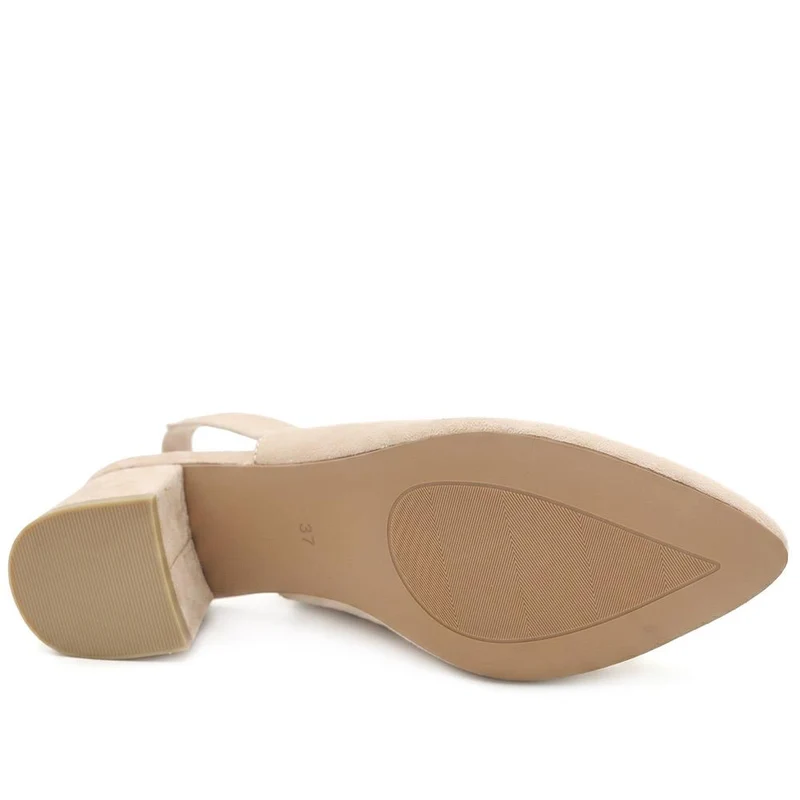 Slingback Block Heel Court Shoes - WBINS43011 / 329 177 - Beige