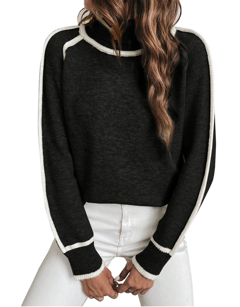 Turtleneck Pullover Damen kuschelig warm