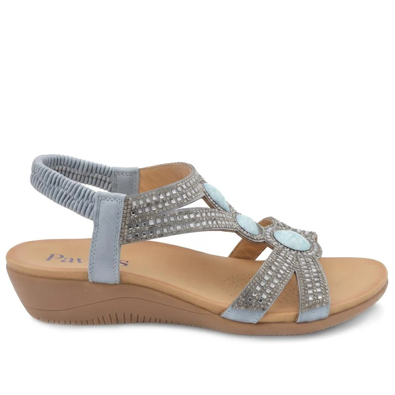 Elasticated Wedge Sandals with Cushioned Insole - BAIZH43008 / 329 250 - Blue