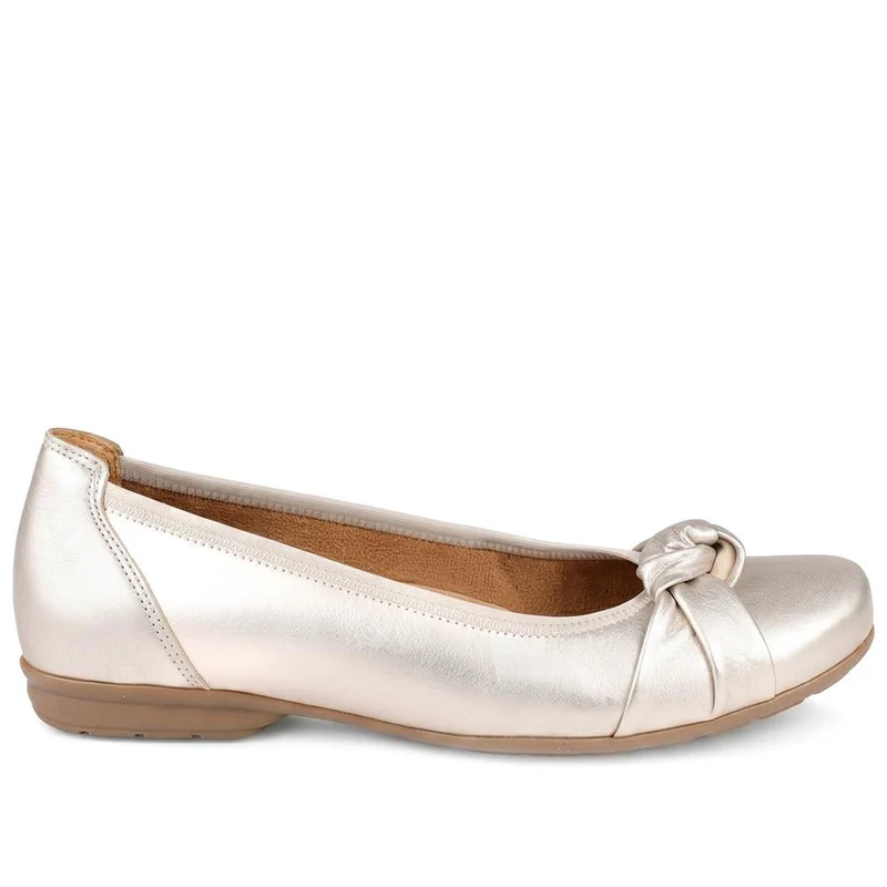 Gabor Wide Fit Leather Heeled Pumps - GABC44509 / 330 264 - Soft Gold