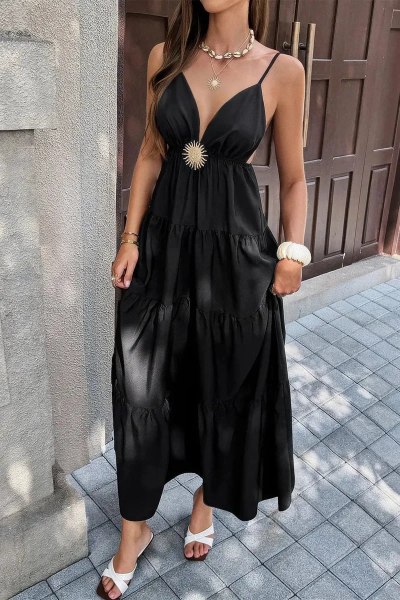 Damen ärmelloses Kleid mit hoher Taille und offenem Rücken