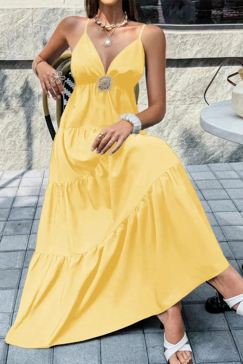 Damen ärmelloses Kleid mit hoher Taille und offenem Rücken