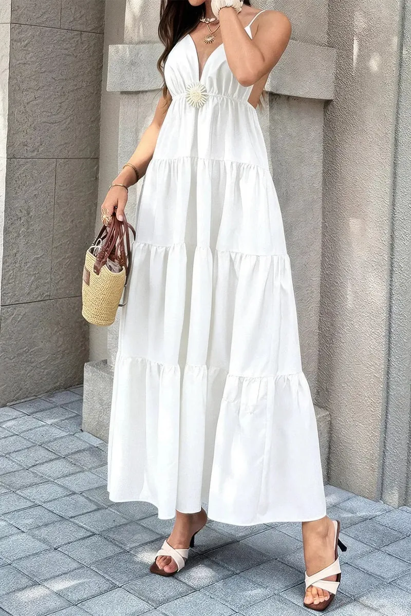 Damen ärmelloses Kleid mit hoher Taille und offenem Rücken