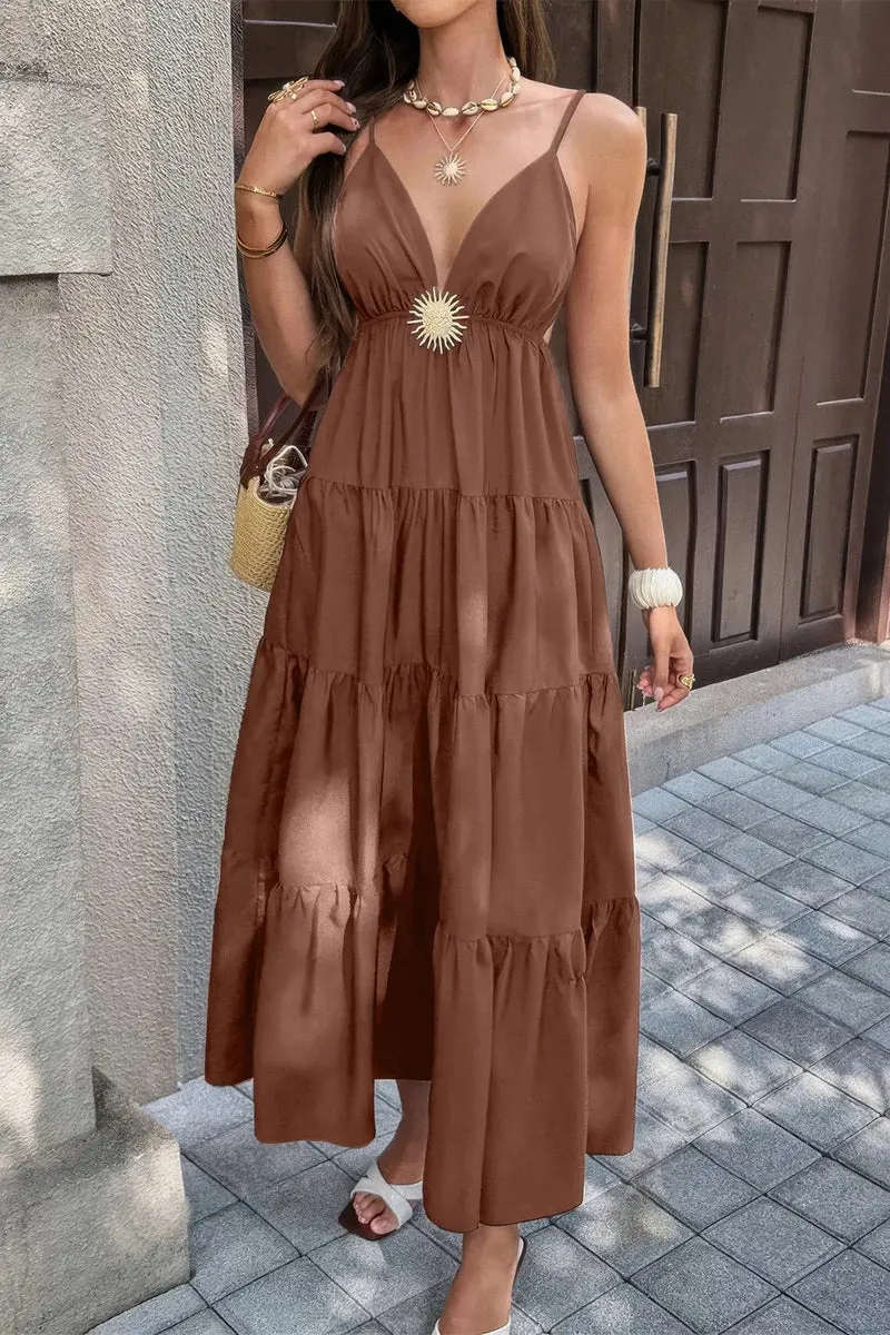 Damen ärmelloses Kleid mit hoher Taille und offenem Rücken