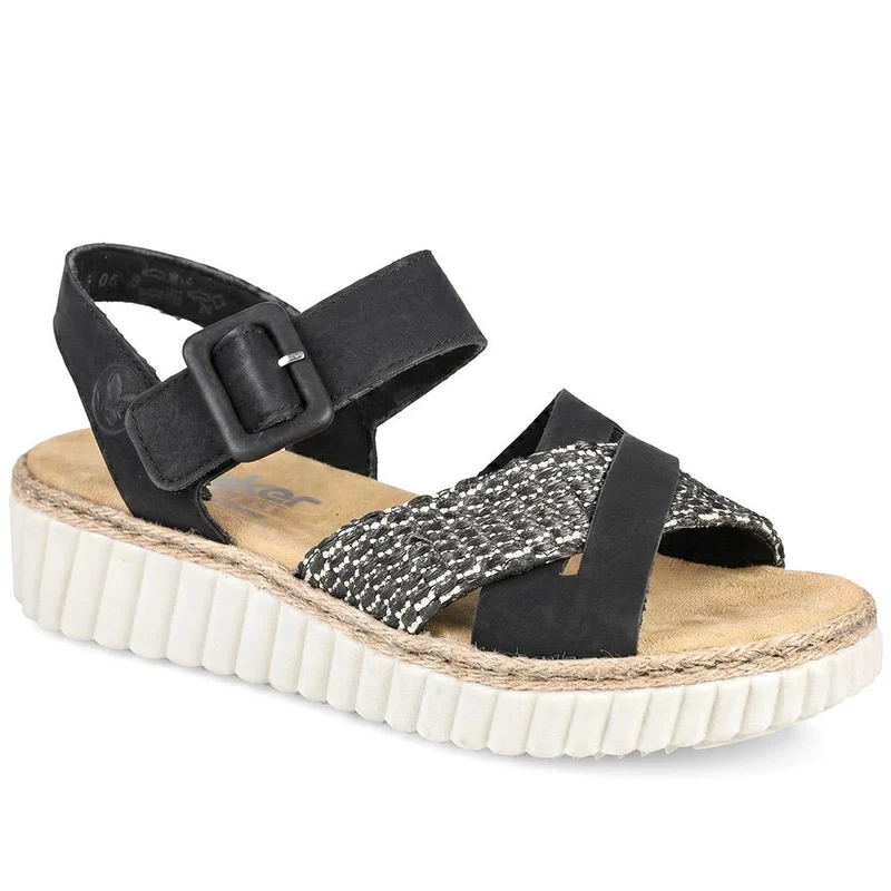 Rieker Strappy Adjustable Fit Sandals - RKR43581 / 329 225 - Black
