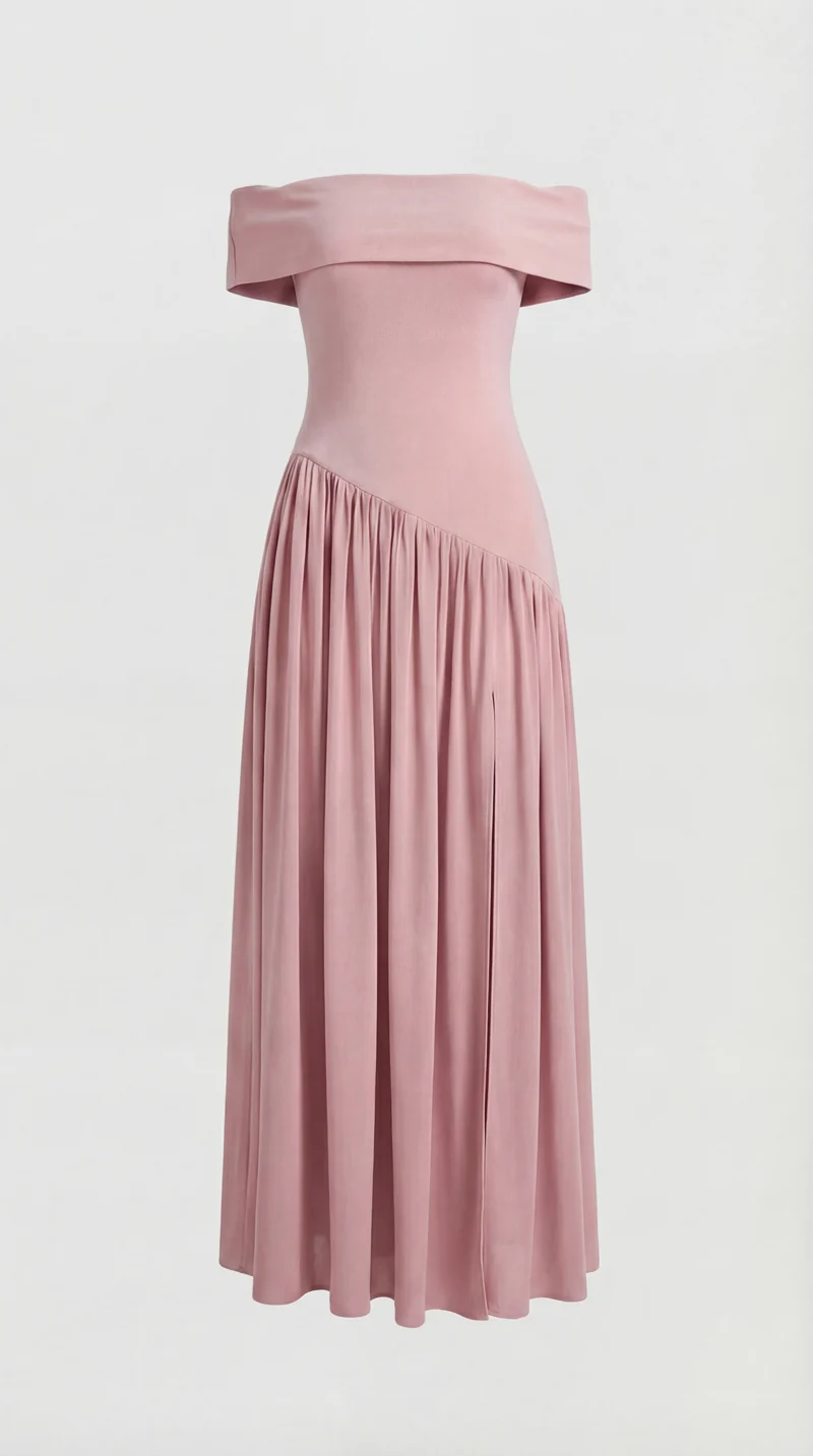 Damen trägerloses Kleid mit hohem Seitenschlitz