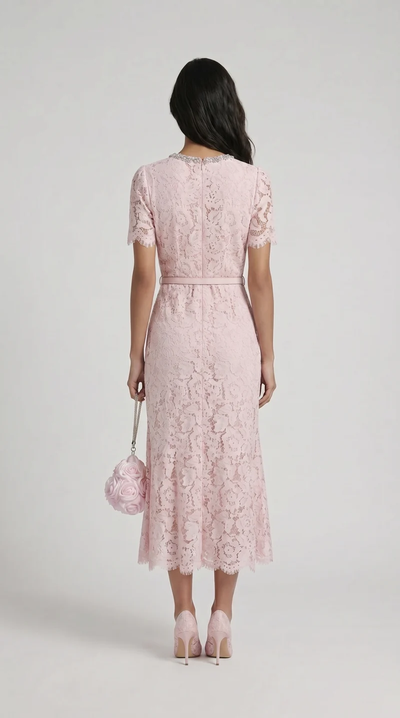 Damen elegantes Spitzen Fischschwanz Abendkleid