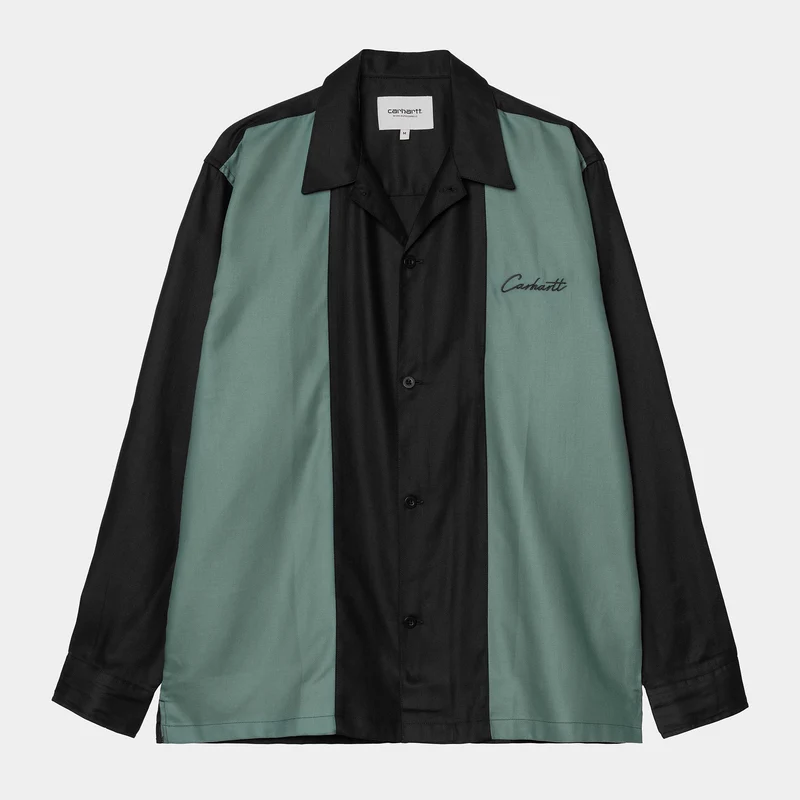 Carhartt WIP Herren Delaney Streifenhemd - Schwarz / Silberkiefer