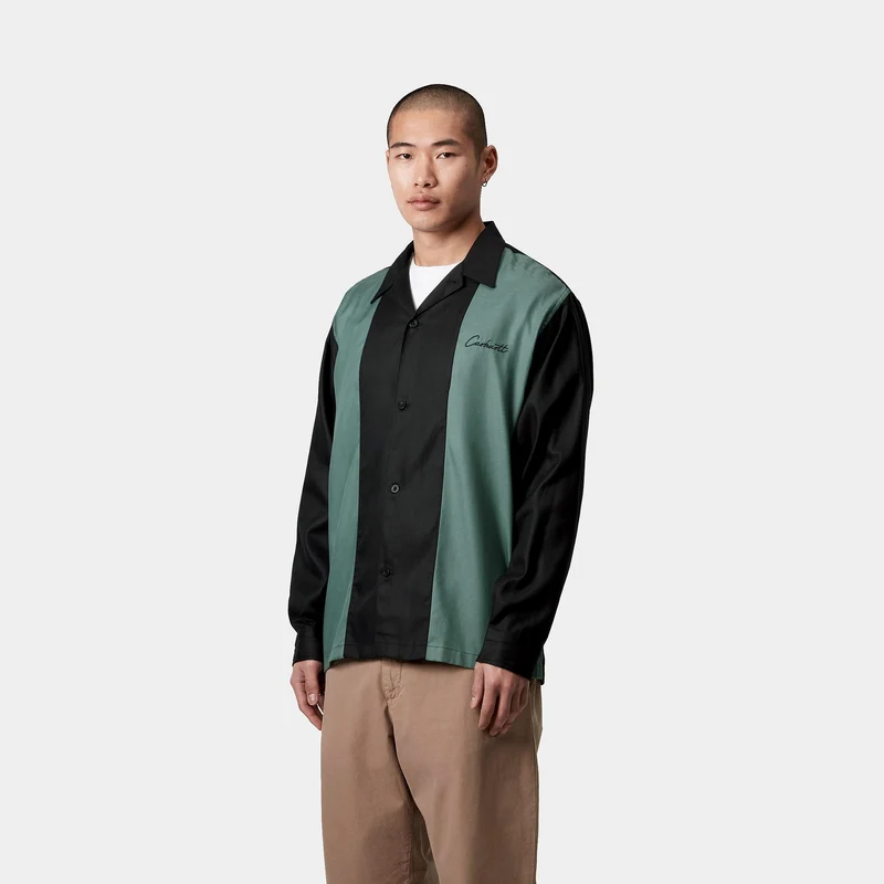 Carhartt WIP Herren Delaney Streifenhemd - Schwarz / Silberkiefer