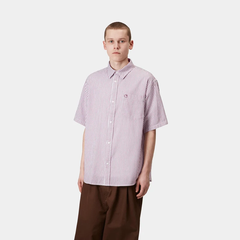 Carhartt WIP Gestreiftes Phelps-Hemd für Herren - Mulberry