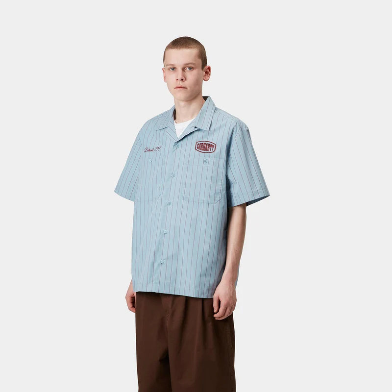 Carhartt WIP Herren Hendry Seaton Streifenhemd - Frosted Blue