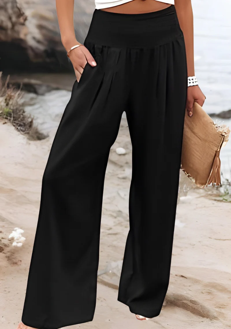 Susan Weite Strandhose mit elastischem Bund – Fließend & Bequem