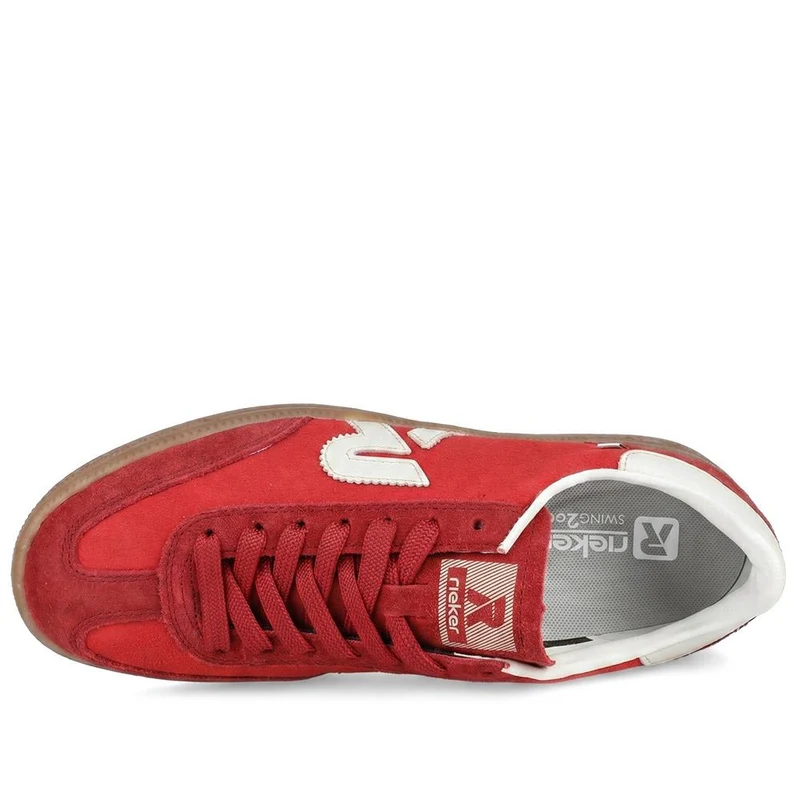 Rieker Sporty Gum Sole Lace Up Trainers - RKR43030 / 330 196 - Red