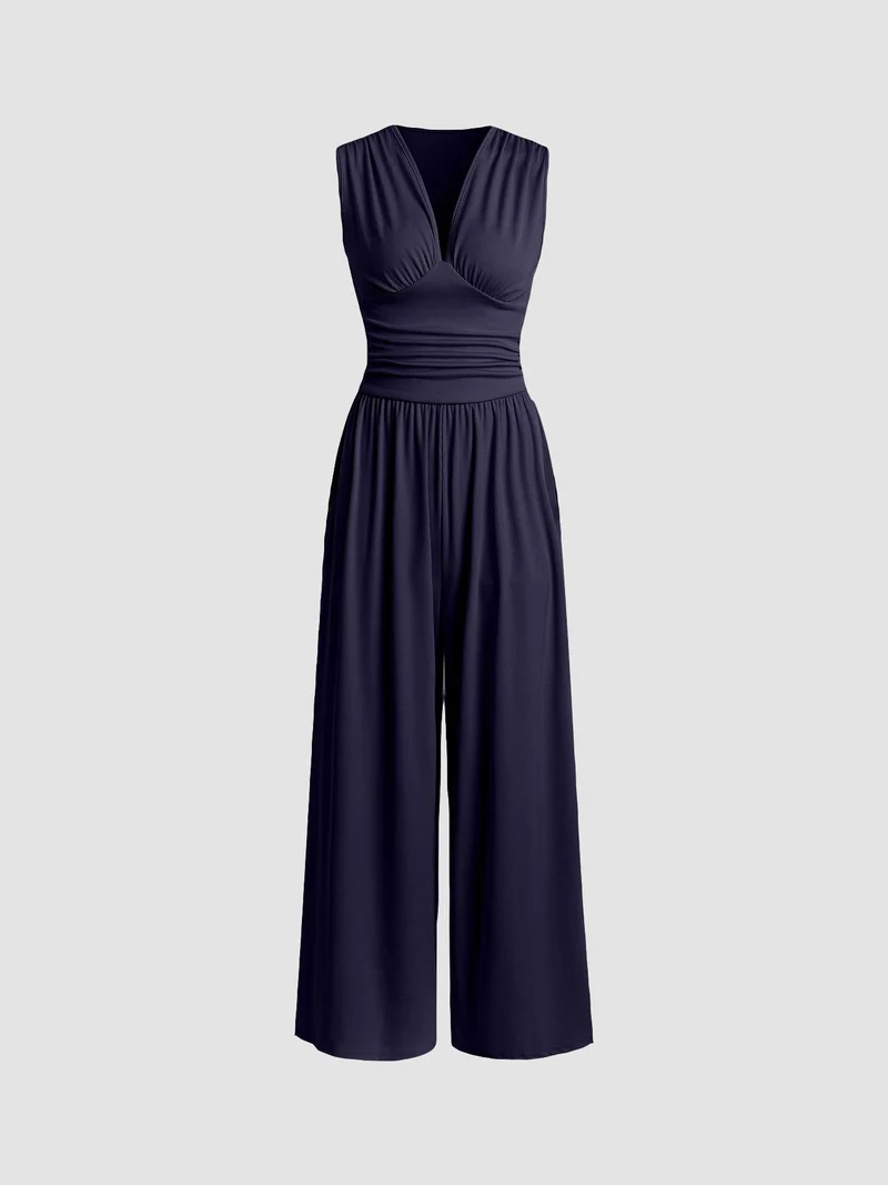 Chic ärmelloser Jumpsuit mit weitem Bein
