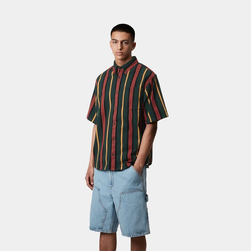 Carhartt WIP Jarrell Gestreiftes Herrenhemd - Conifer