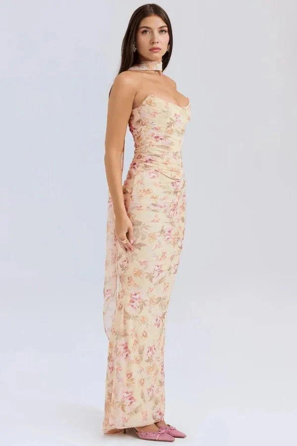 Hailey Ivory Champagne Toast Korsett-Top Trägerlos Satin Brautparty