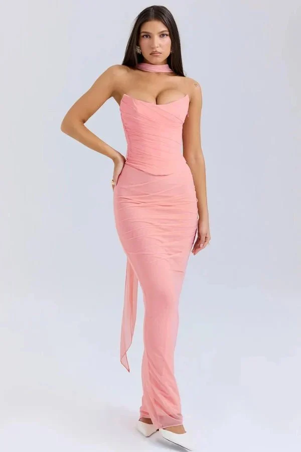 Hailey Ivory Champagne Toast Korsett-Top Trägerlos Satin Brautparty