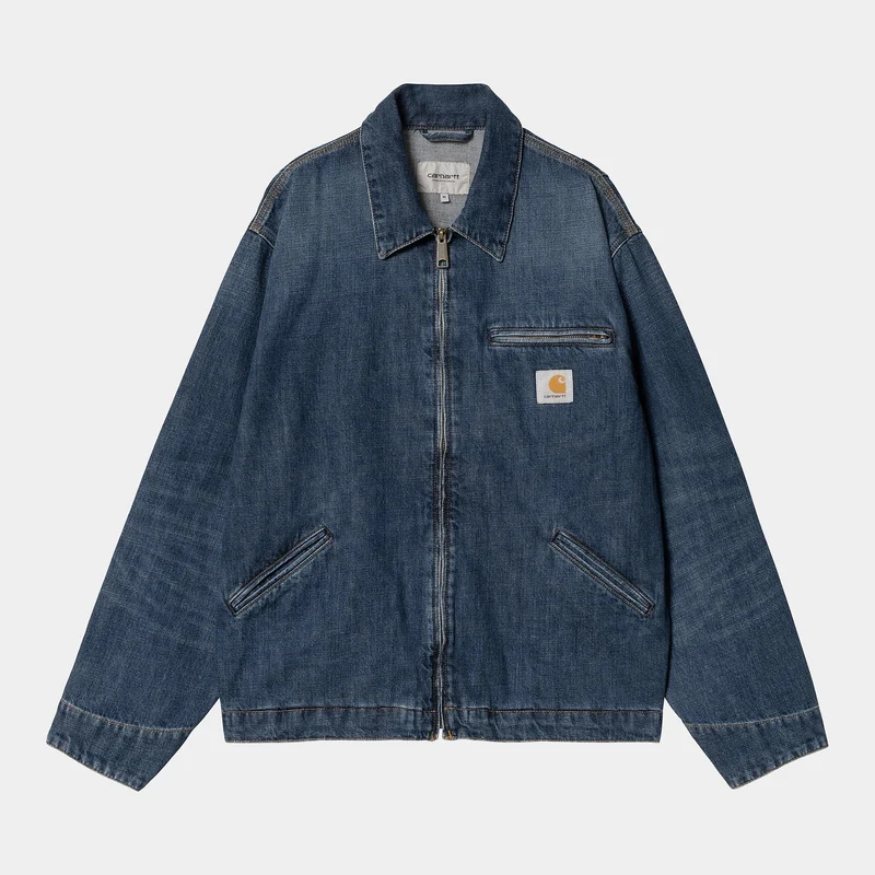 Carhartt WIP Herren OG Detroit Camano Jeansjacke – Dunkelblau, Used-Waschung