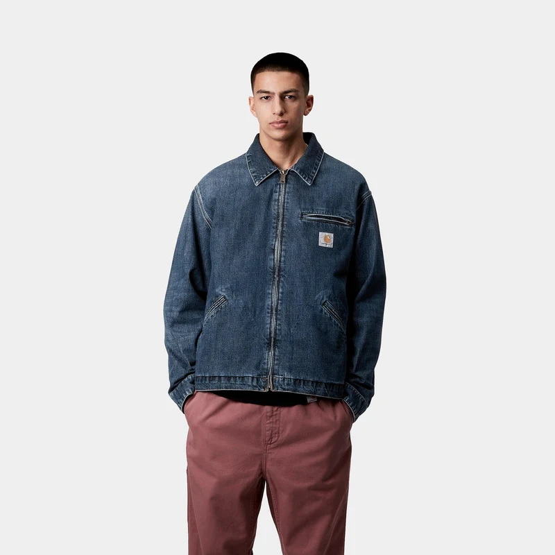 Carhartt WIP Herren OG Detroit Camano Jeansjacke – Dunkelblau, Used-Waschung