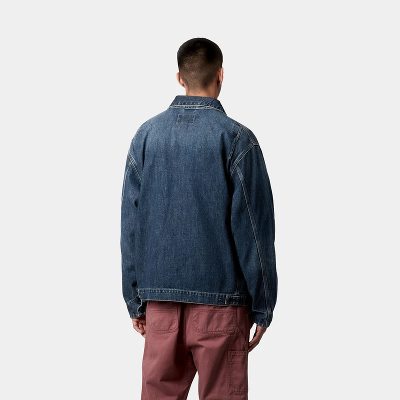Carhartt WIP Herren OG Detroit Camano Jeansjacke – Dunkelblau, Used-Waschung