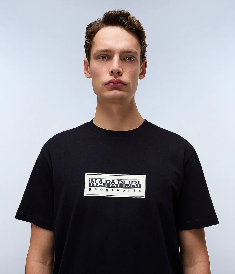 Napapijri Herren-T-Shirt mit Box-Logo – Schwarz