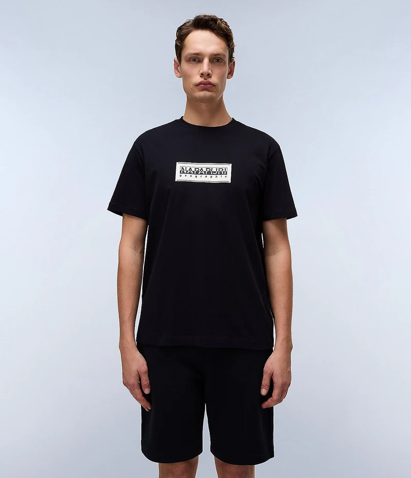 Napapijri Herren-T-Shirt mit Box-Logo – Schwarz