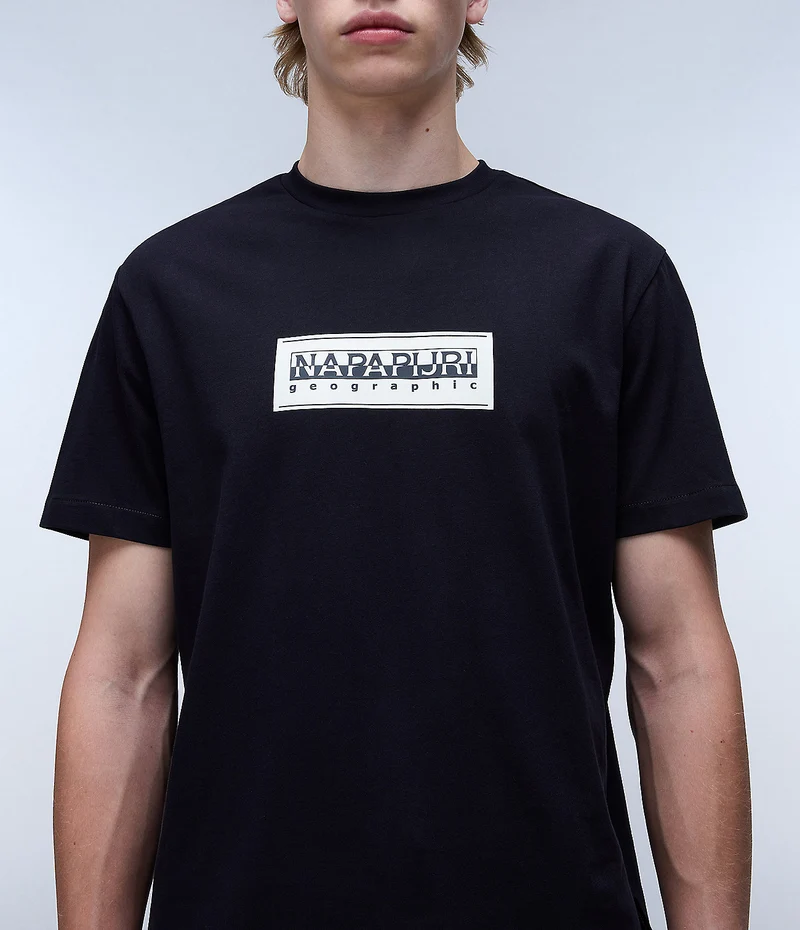 Napapijri Herren-T-Shirt mit Box-Logo – Schwarz