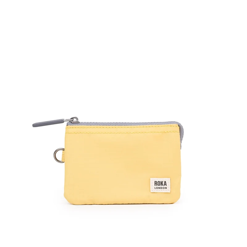 ROKA Carnaby Kleine Handtasche aus recyceltem Nylon-Ripstop in Zitronengelb