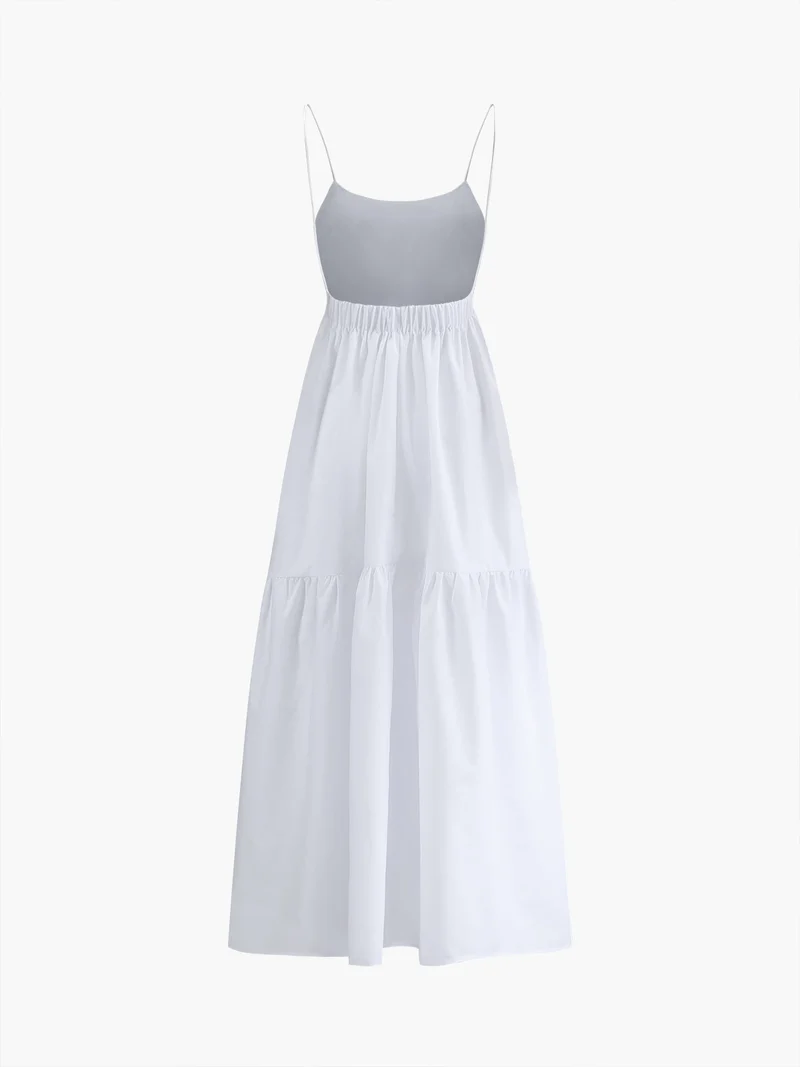 Unifarbenes rückenfreies Langkleid
