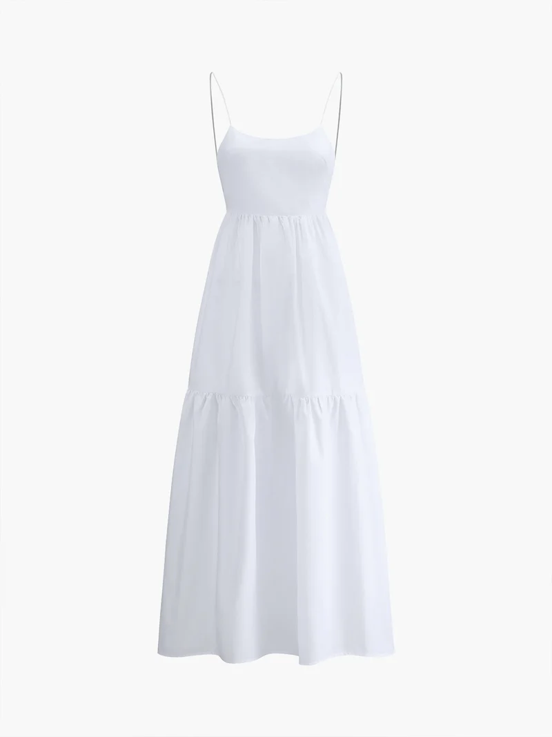Unifarbenes rückenfreies Langkleid