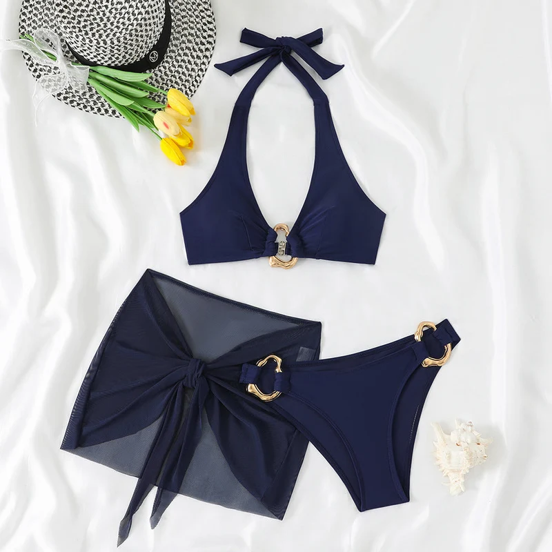 Damen Halter Bikini Set mit Sarong