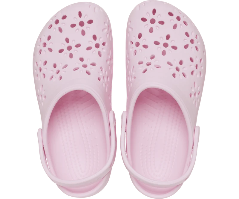 CROCS Kinder Clog mit Blumenmuster und Cut-Outs - Pink Milk
