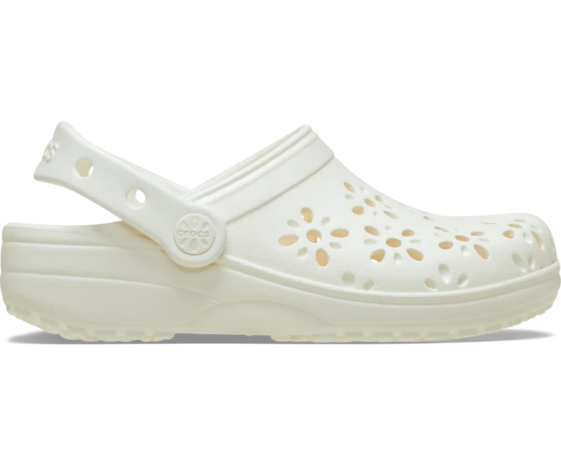 CROCS Kinder Clog mit Blumen-Ausschnitt - Kreide